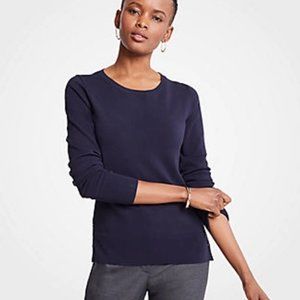 Ann Taylor Side Button Pullover Blue Sweater in Night Sky Blue - Size L NWT